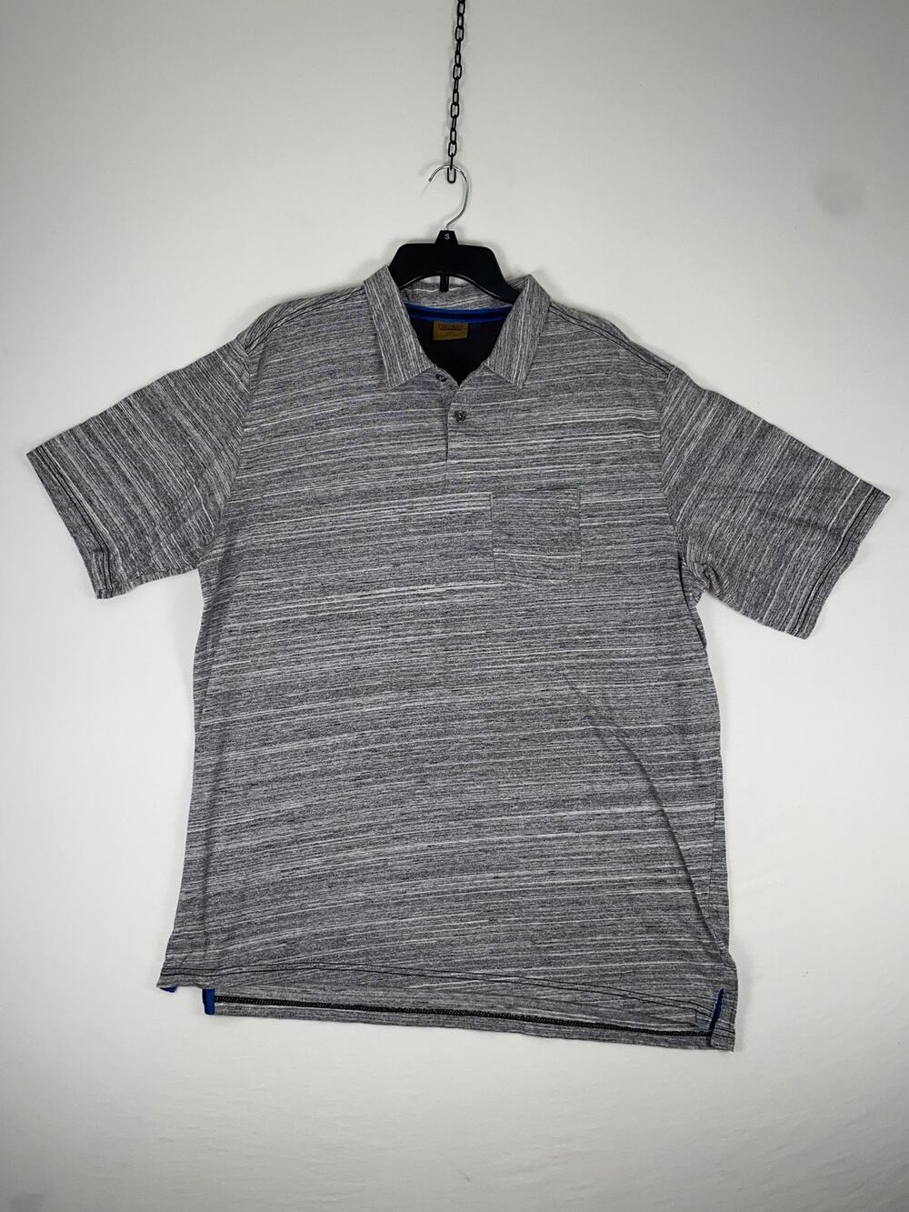 Big Sky Outfitters Polo Shirt Mens 2XL Gray Striped Short Sleeve Casual Knit